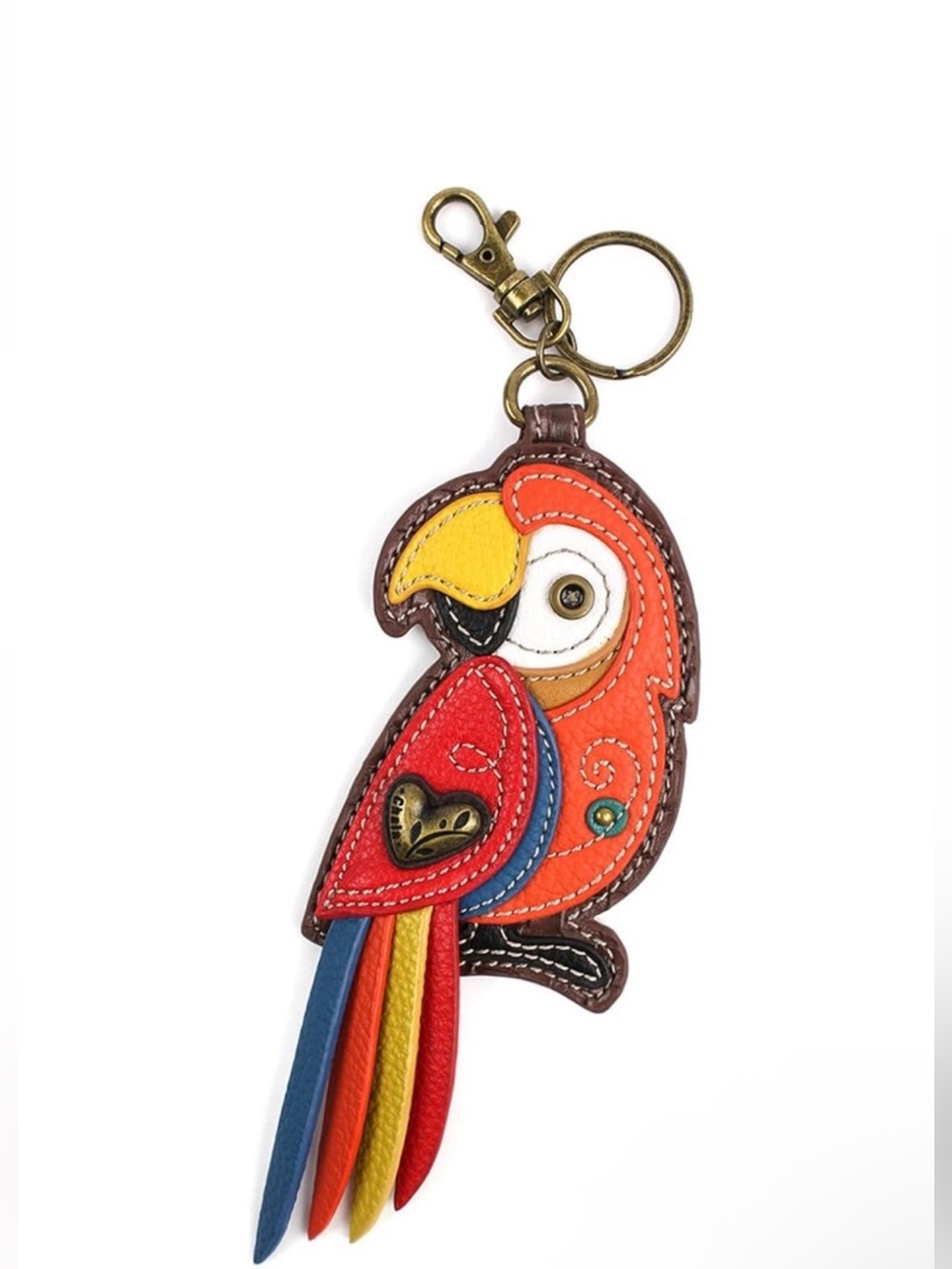 Leather Parrot Keychain Charm / Coin Purse- Multicolor